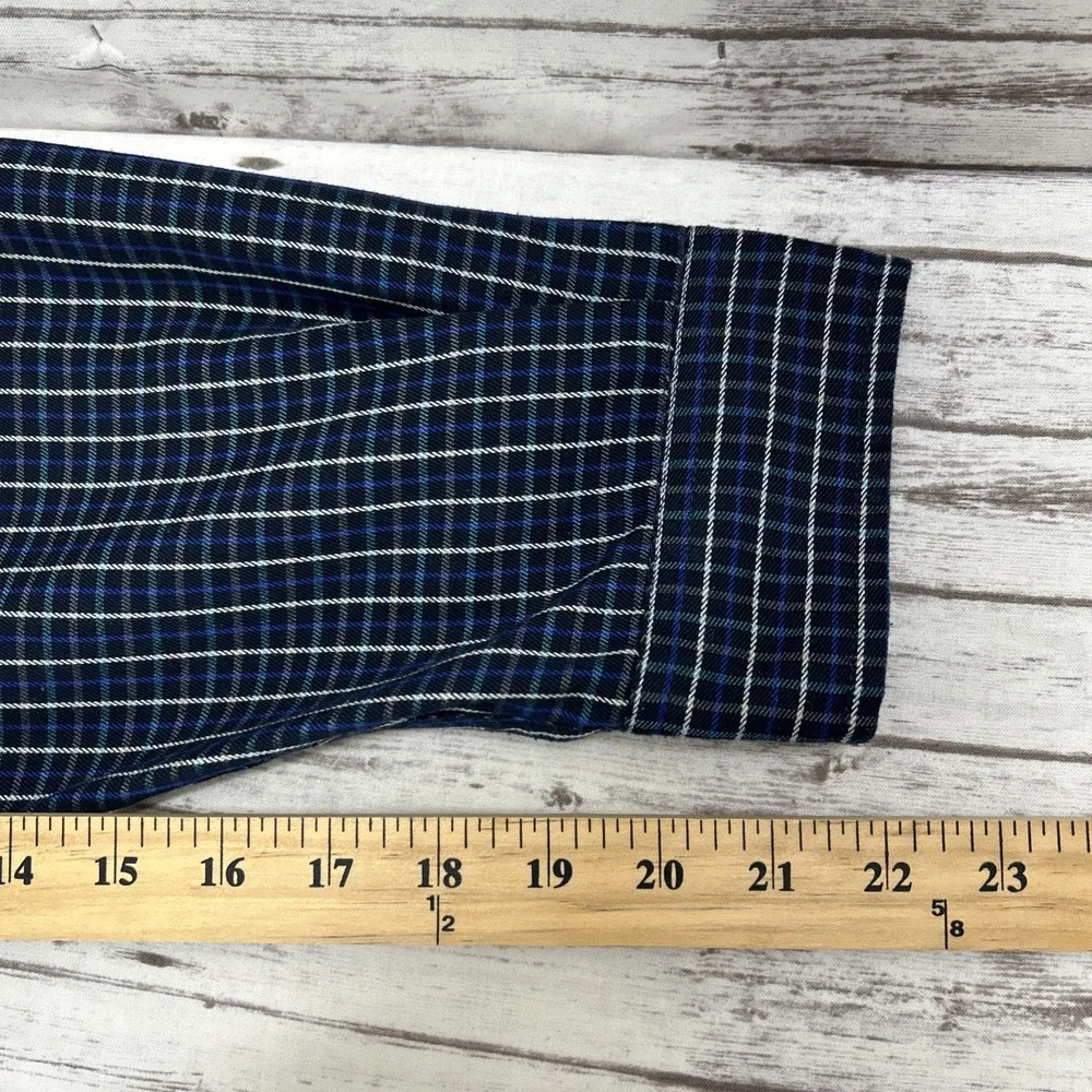 The North Face Long Sleeve Plaid Flannel Shirt Blue Men's L Pocket Outdoors